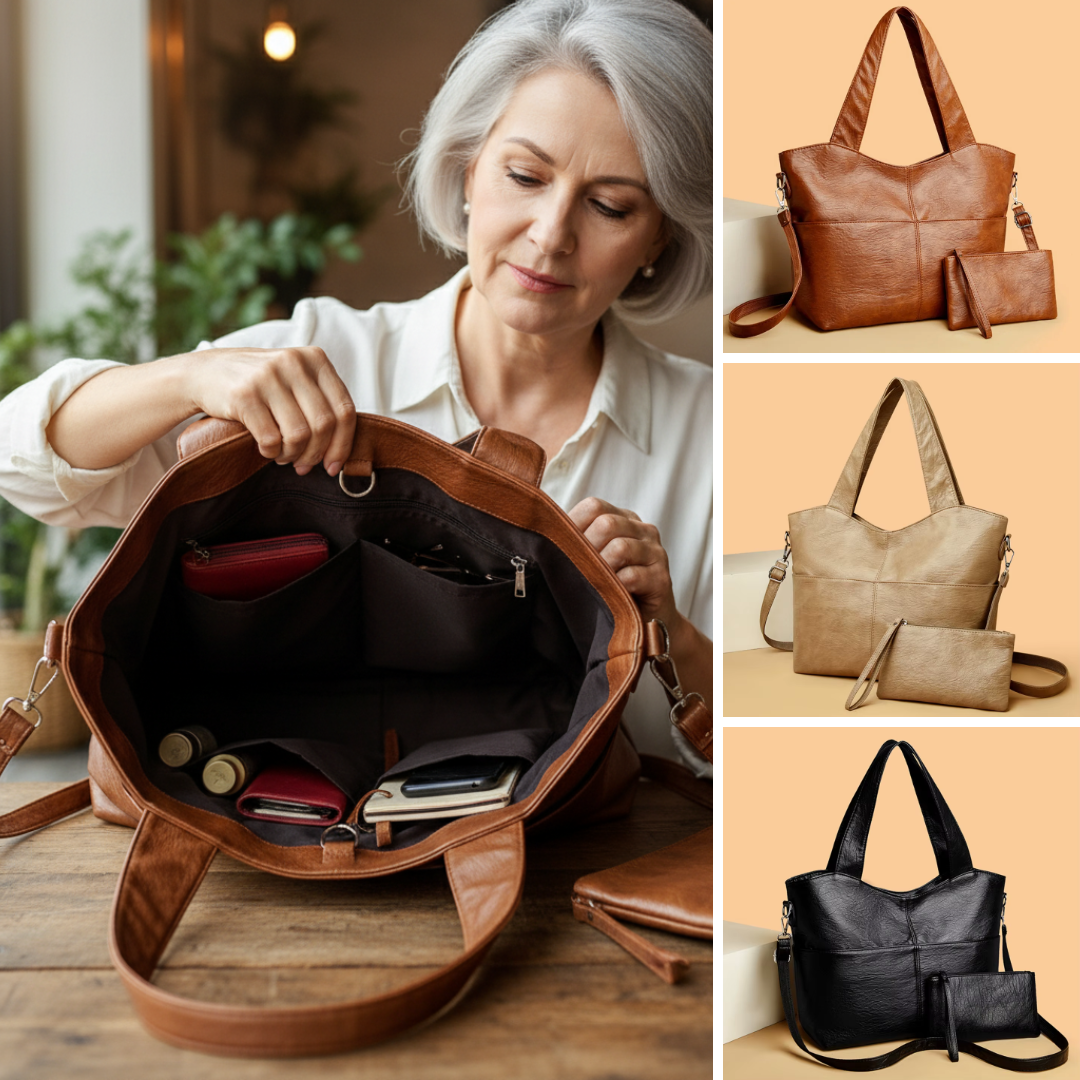Gabbie – Stilvolle strukturierte Handtasche mit doppelt Tragriemen