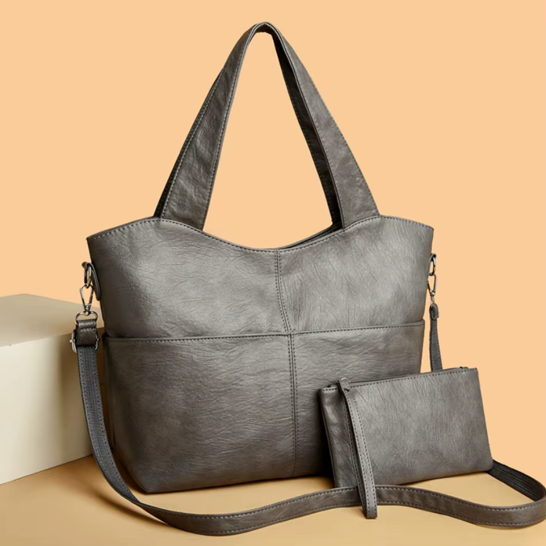 Gabbie – Stilvolle strukturierte Handtasche mit doppelt Tragriemen