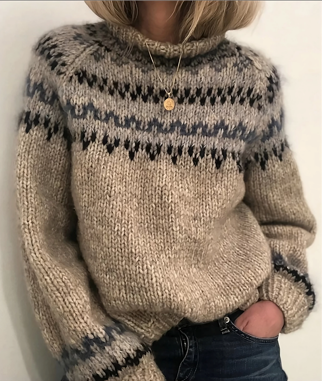 Oona – Islandpullover mit Rollkragen