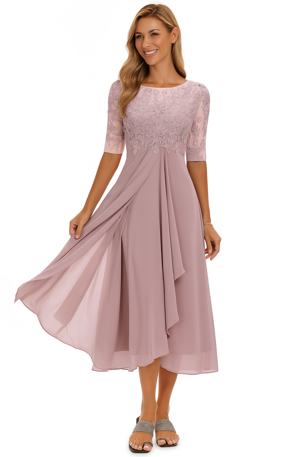 Ximena - Stilvolles knielanges Spitzenkleid für Damen
