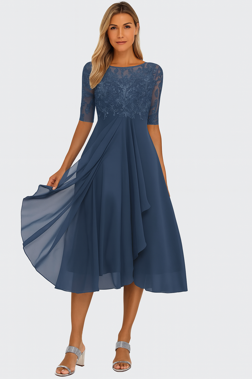 Ximena - Stilvolles knielanges Spitzenkleid für Damen