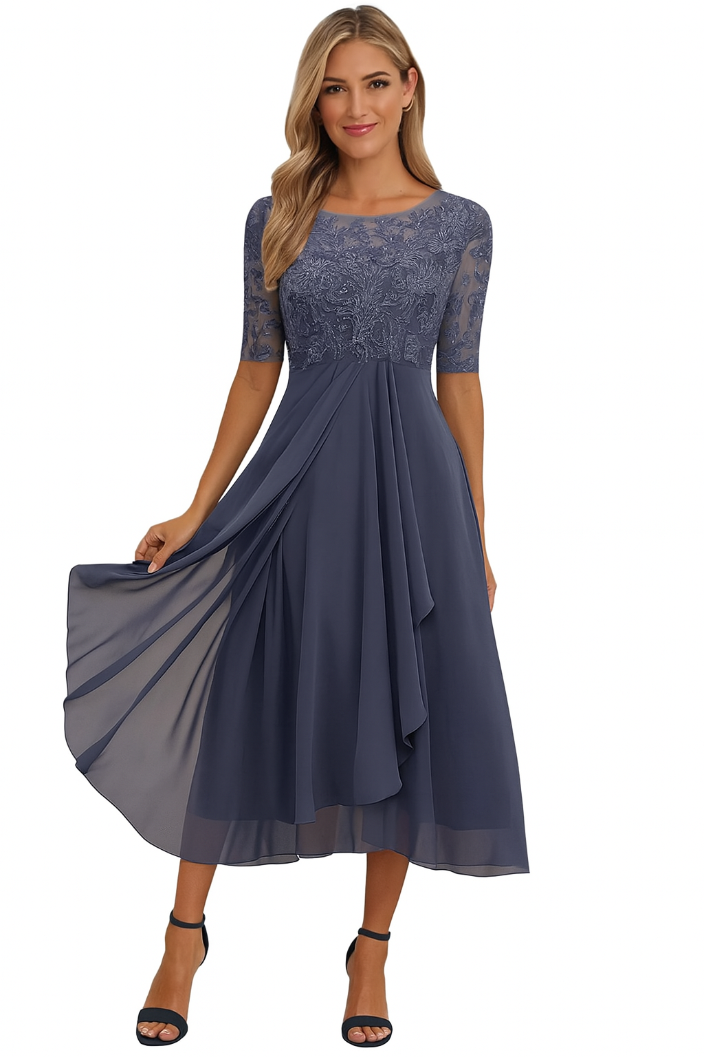 Ximena - Stilvolles knielanges Spitzenkleid für Damen