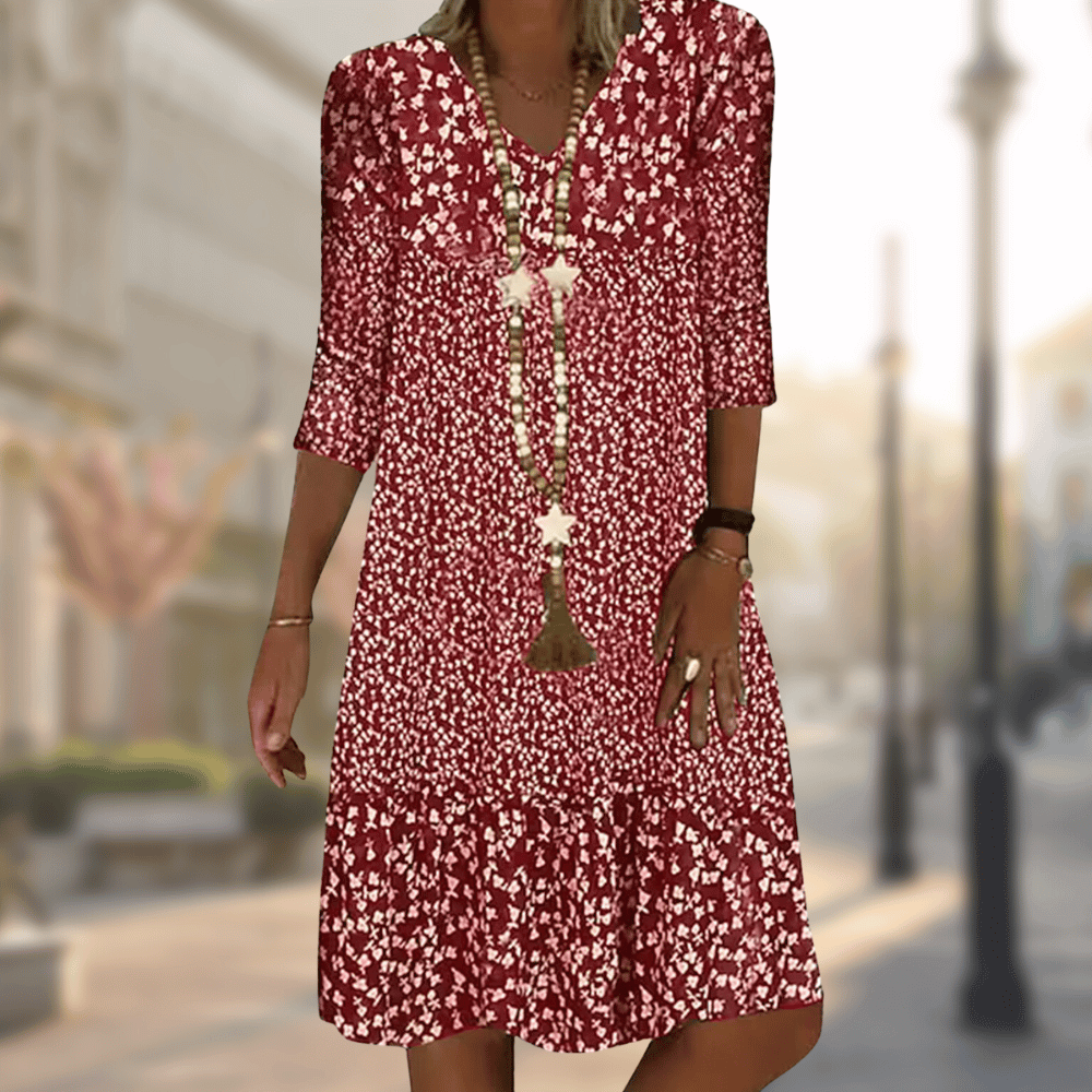 Amelie - Midi-Kleid mit V-Ausschnitt und Blumenprint