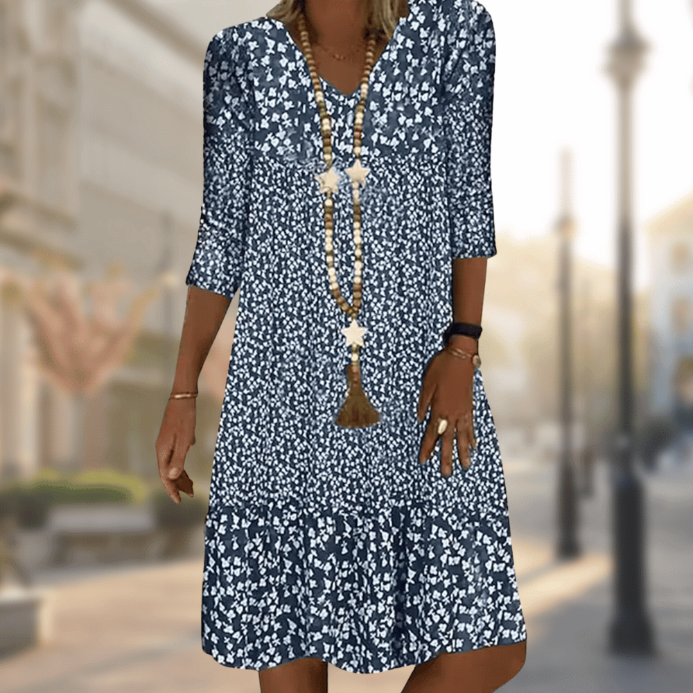Amelie - Midi-Kleid mit V-Ausschnitt und Blumenprint