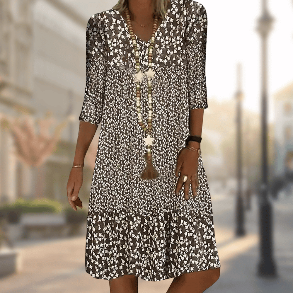 Amelie - Midi-Kleid mit V-Ausschnitt und Blumenprint