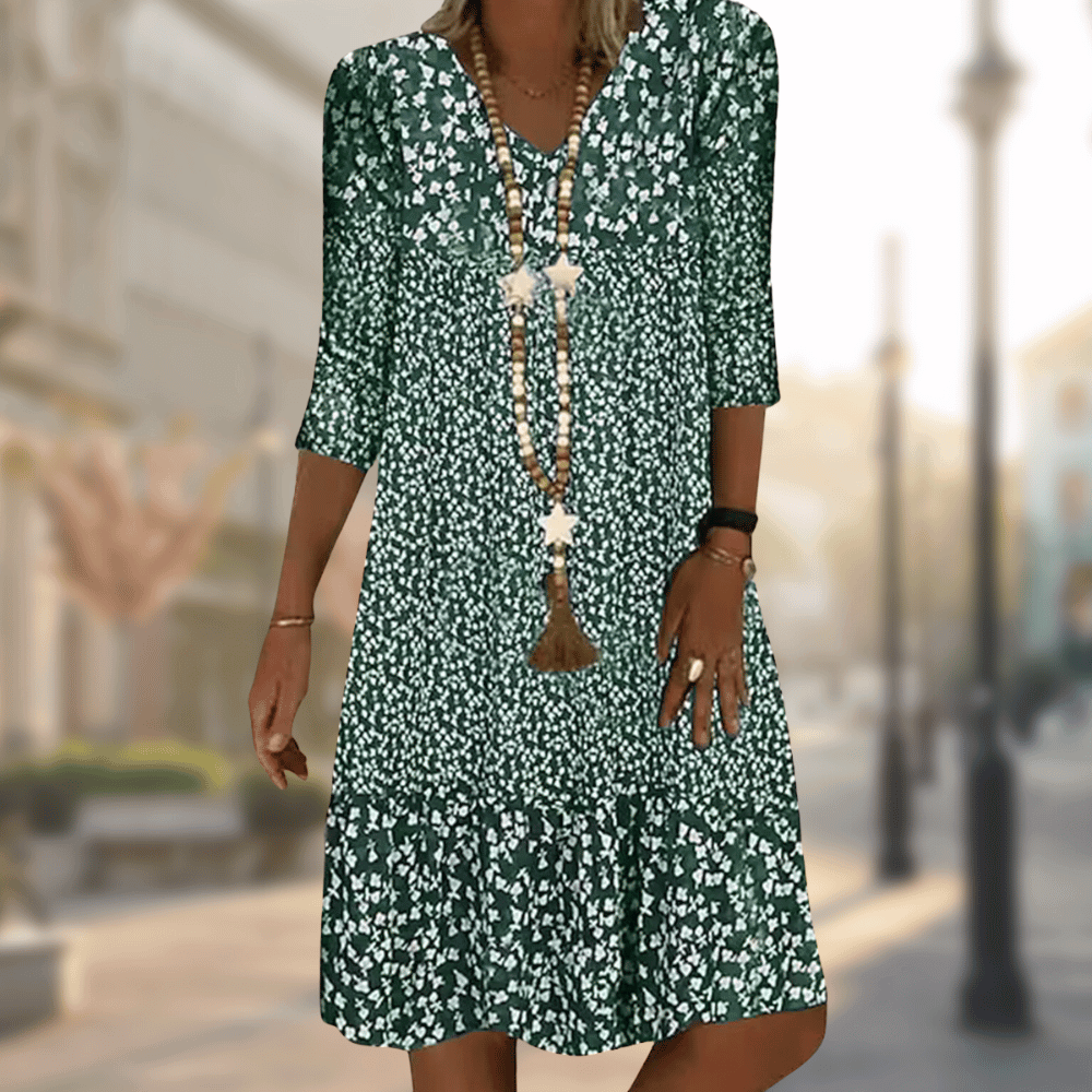 Amelie - Midi-Kleid mit V-Ausschnitt und Blumenprint