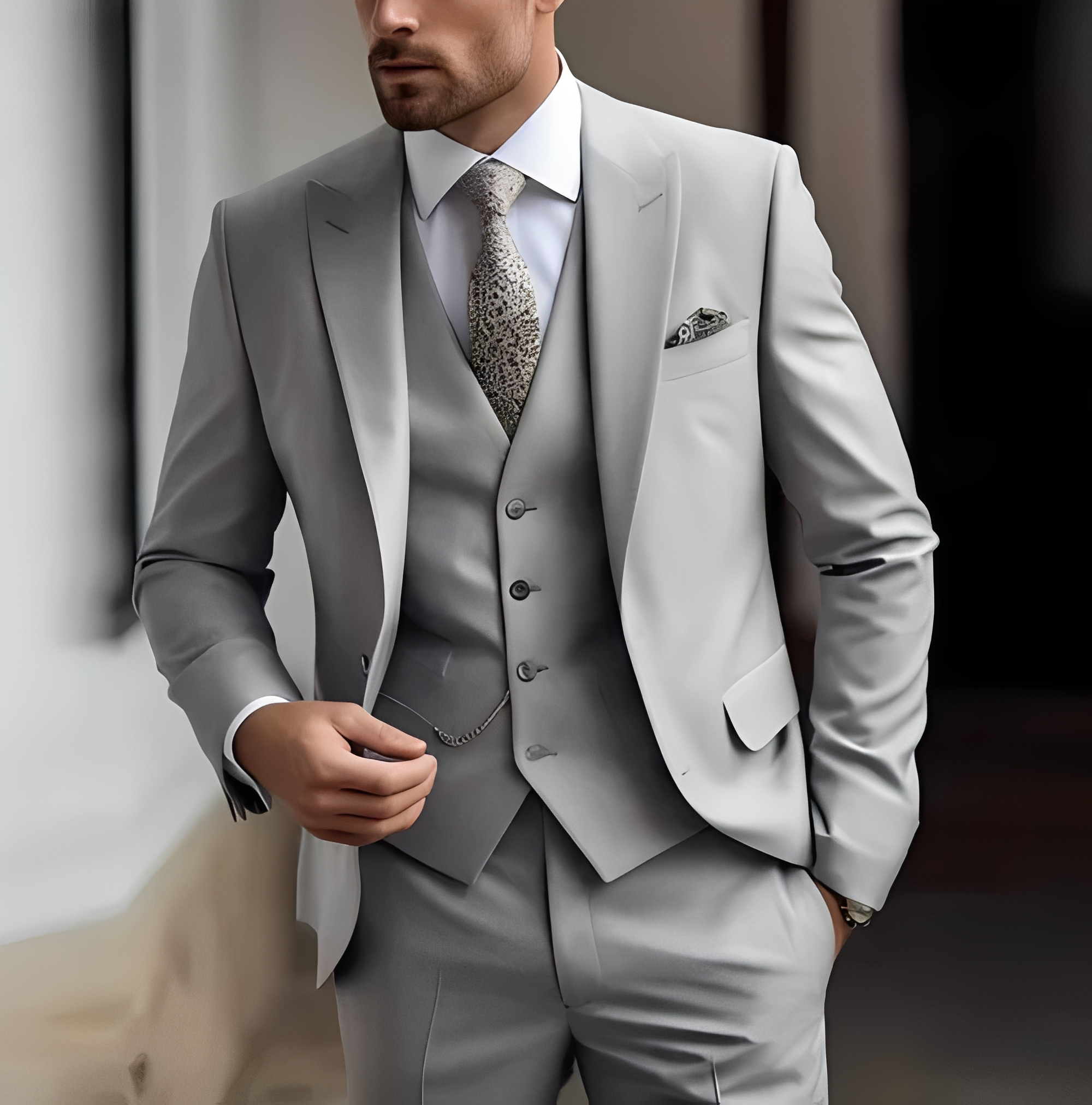 Abenner - Formelles dreiteiliges Slim-Fit-Outfit für Herren