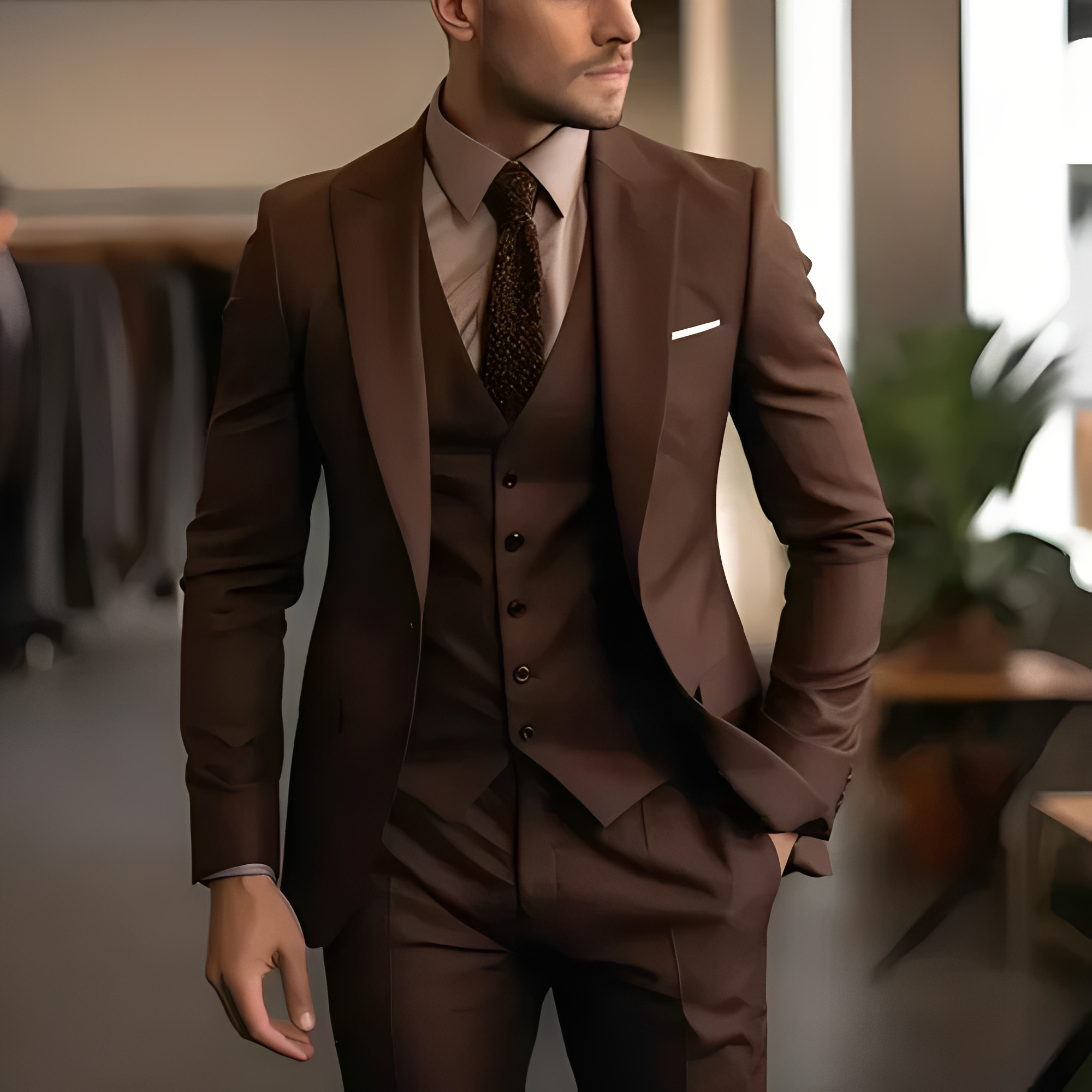 Abenner - Formelles dreiteiliges Slim-Fit-Outfit für Herren
