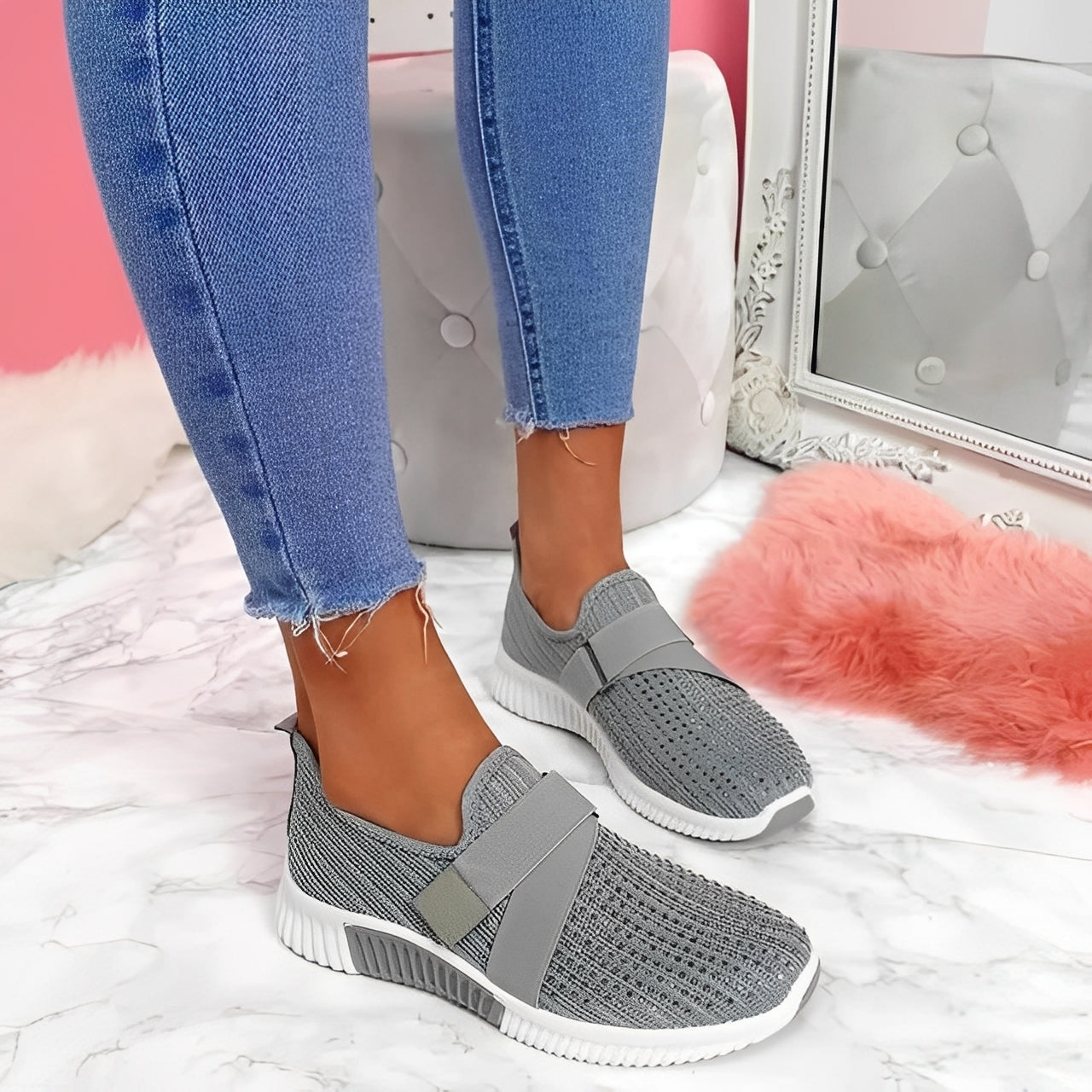 Christine - Elegante flache Damenschuhe mit Klettverschluss