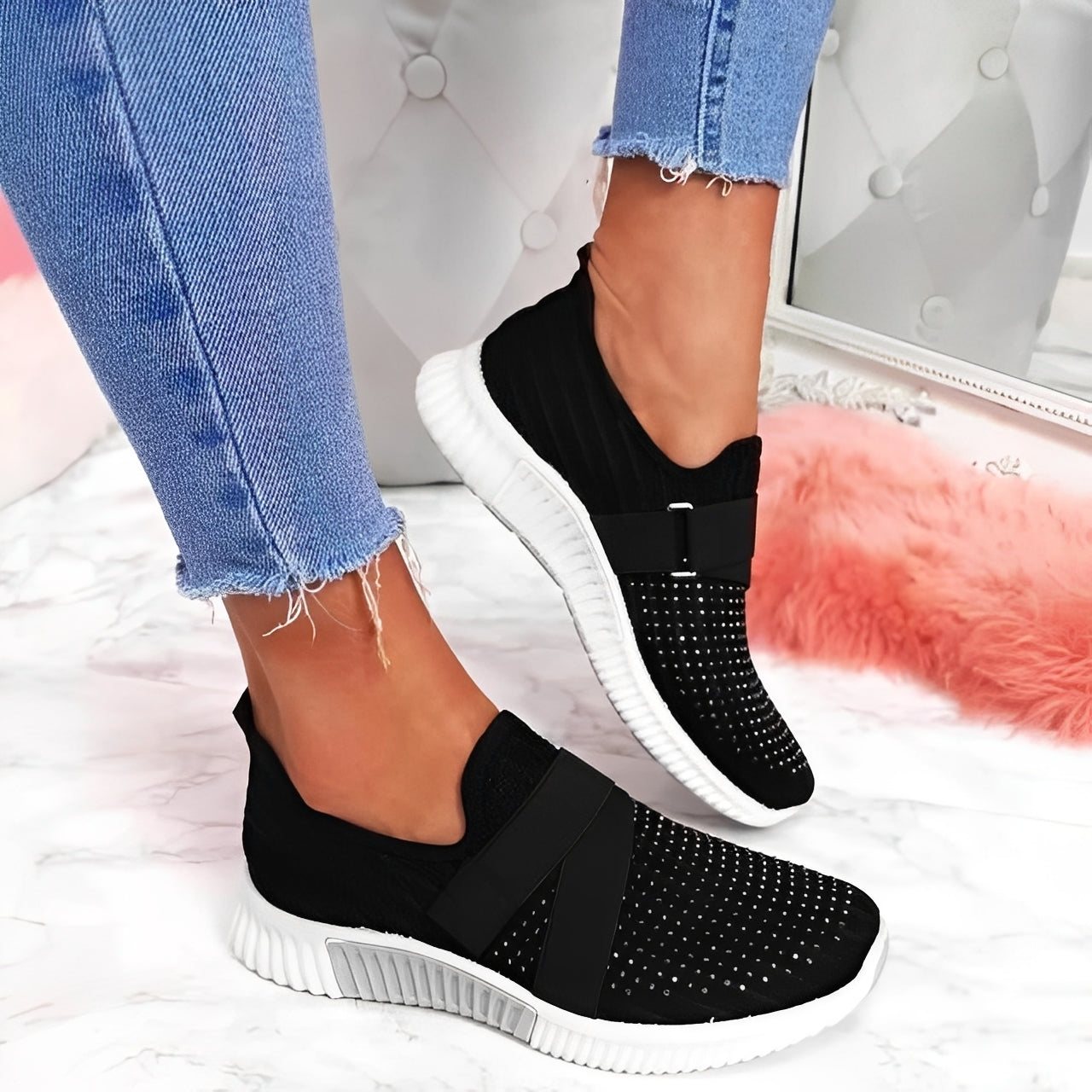 Christine - Elegante flache Damenschuhe mit Klettverschluss