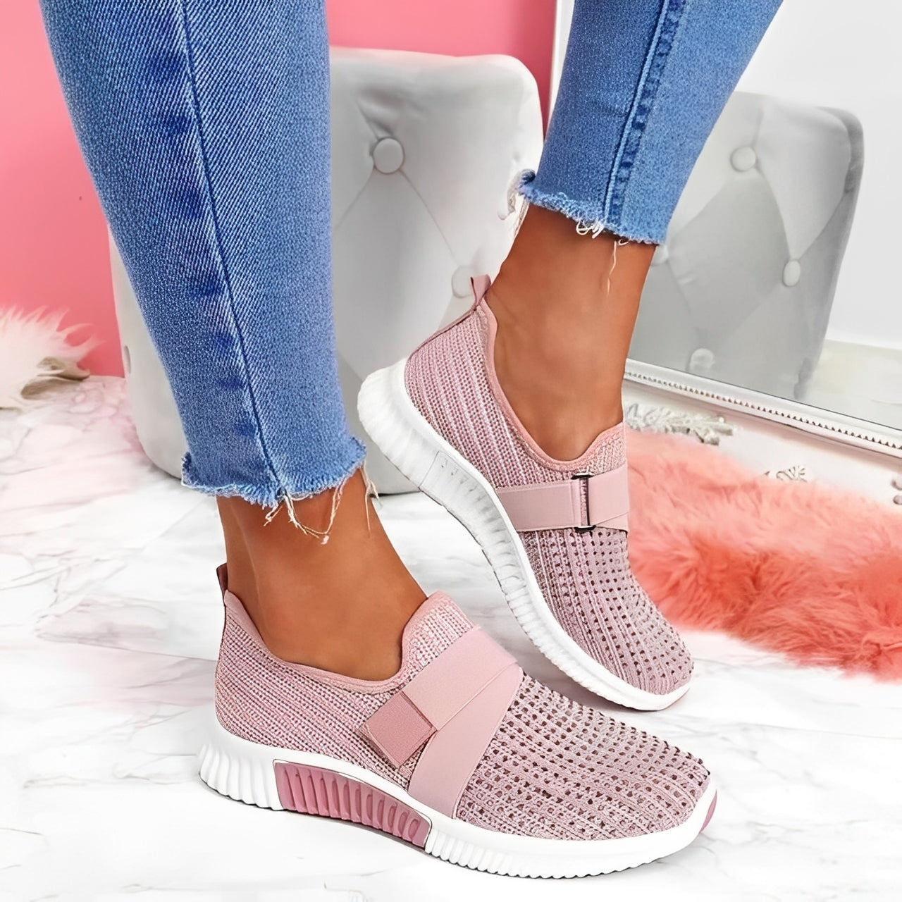 Christine - Elegante flache Damenschuhe mit Klettverschluss