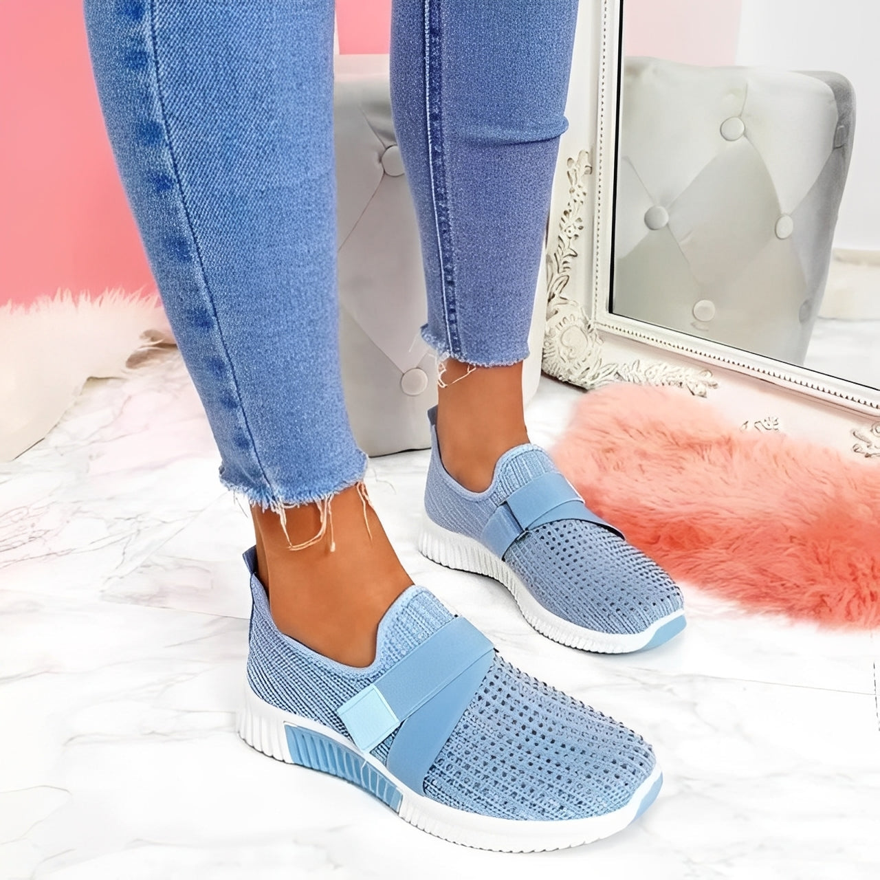 Christine - Elegante flache Damenschuhe mit Klettverschluss