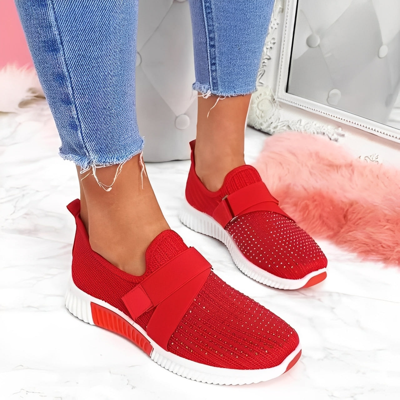 Christine - Elegante flache Damenschuhe mit Klettverschluss