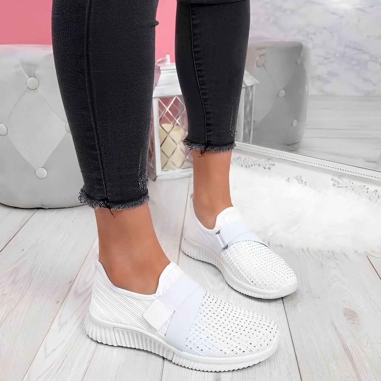 Christine - Elegante flache Damenschuhe mit Klettverschluss