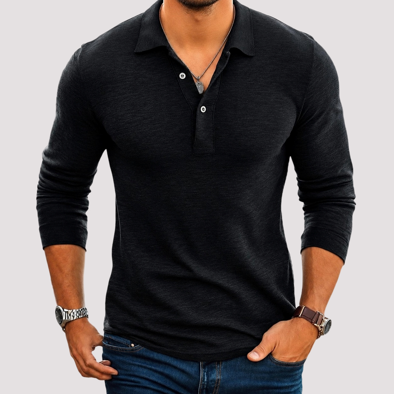 Jack - Bequemes Langarm-Poloshirt