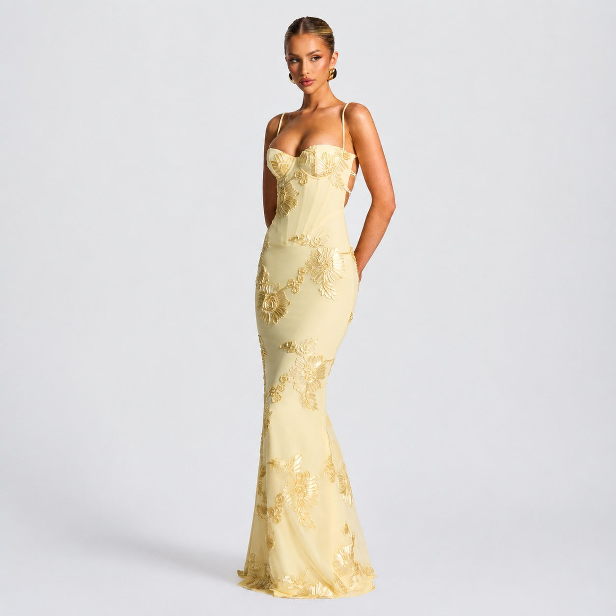 Norma - Elegantes florales Maxikleid