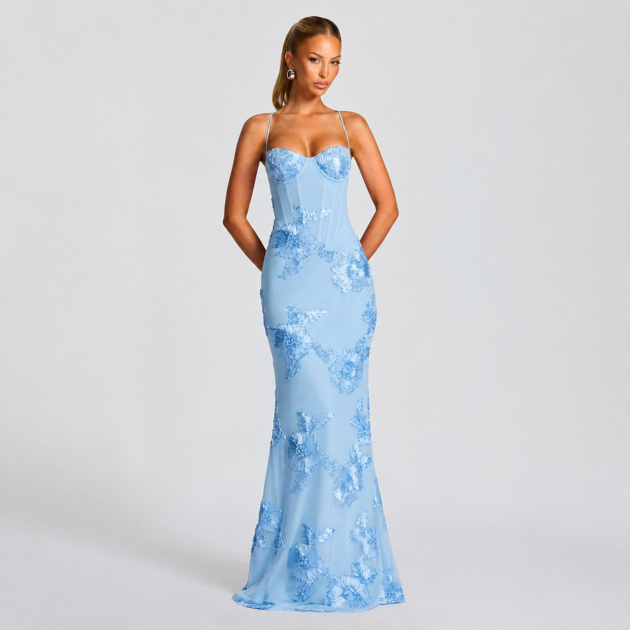 Norma - Elegantes florales Maxikleid