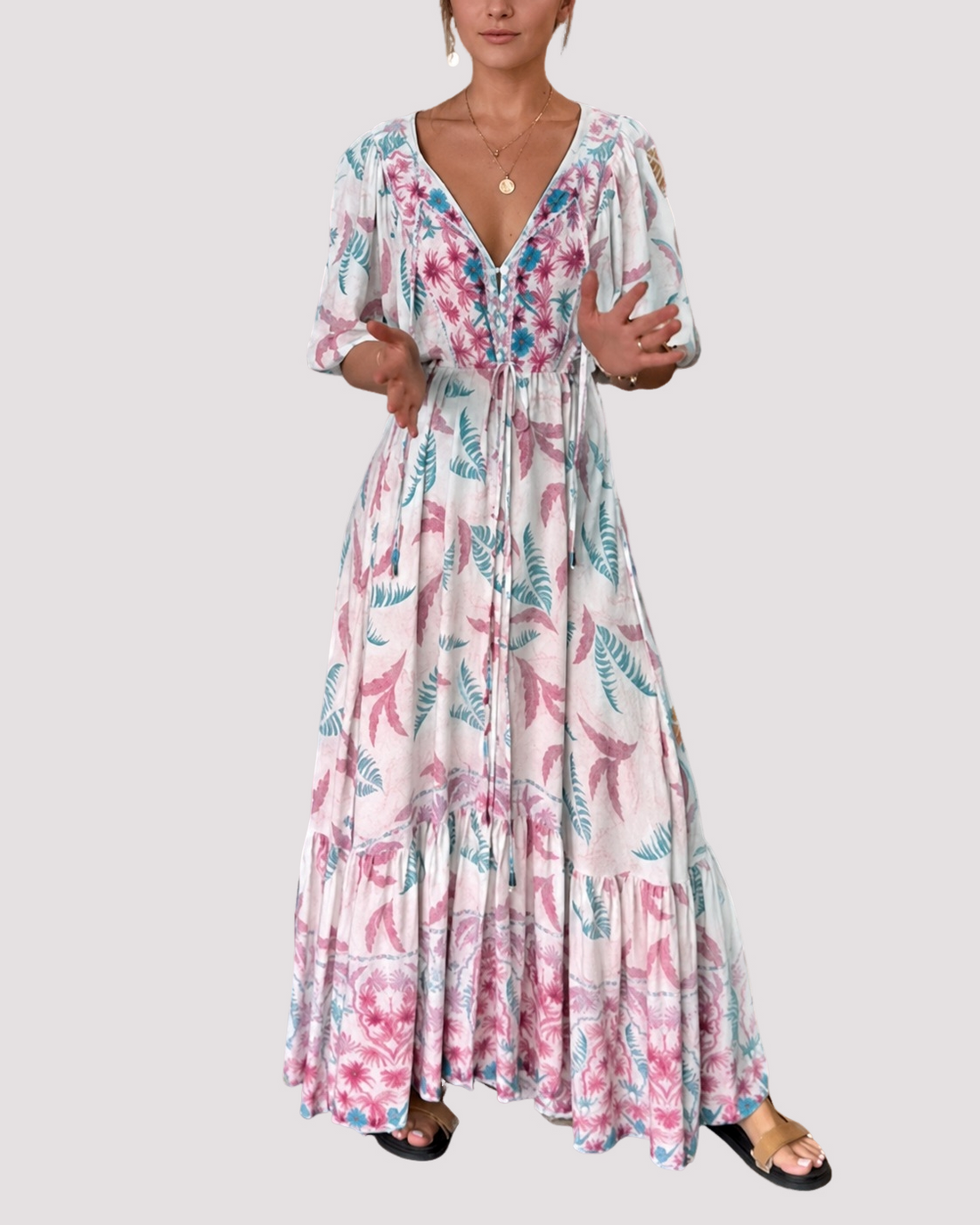 Ashley - Langes Kleid mit Blumenmuster