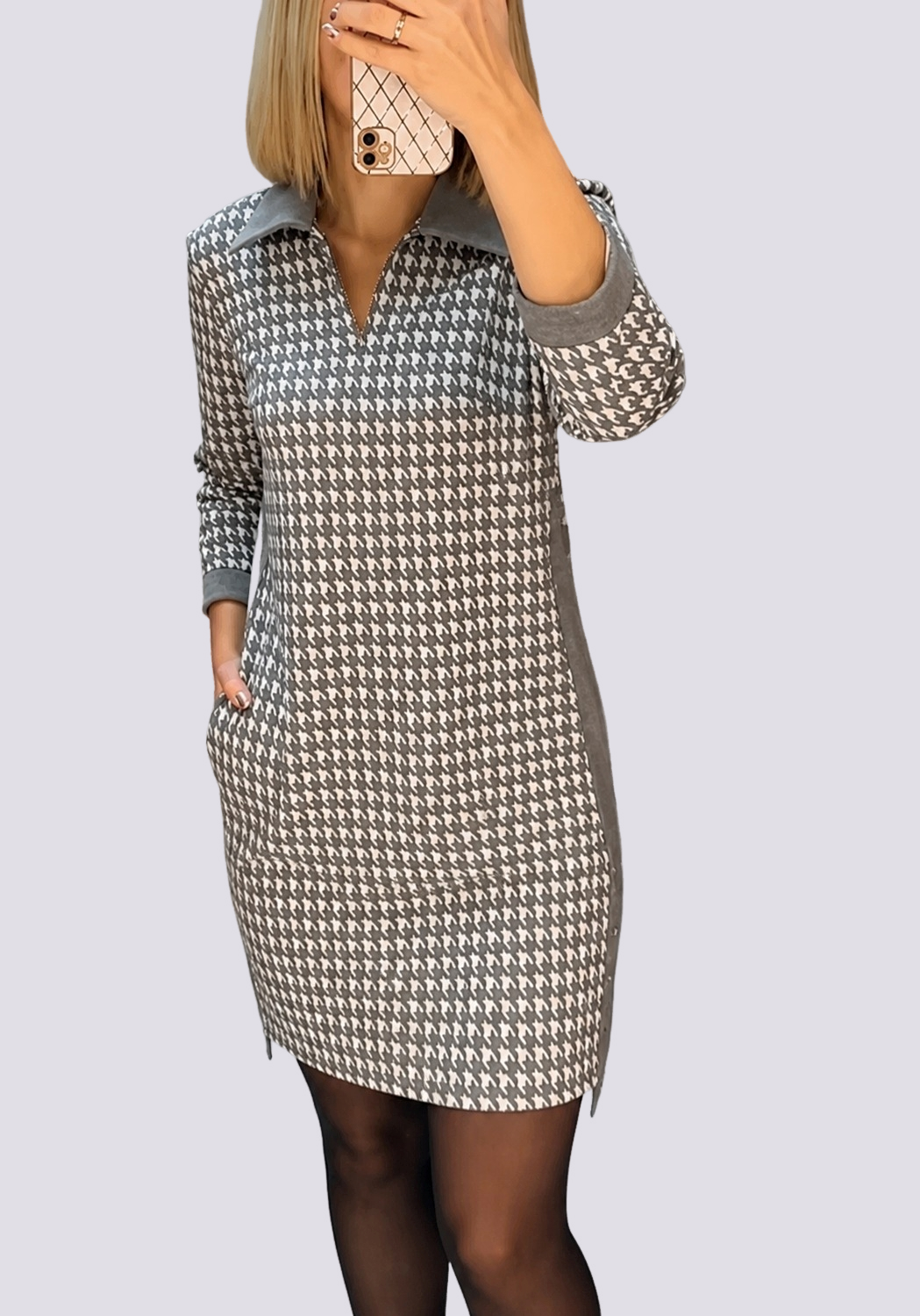 Saskia - Elegantes kurzes Kleid mit Kragen