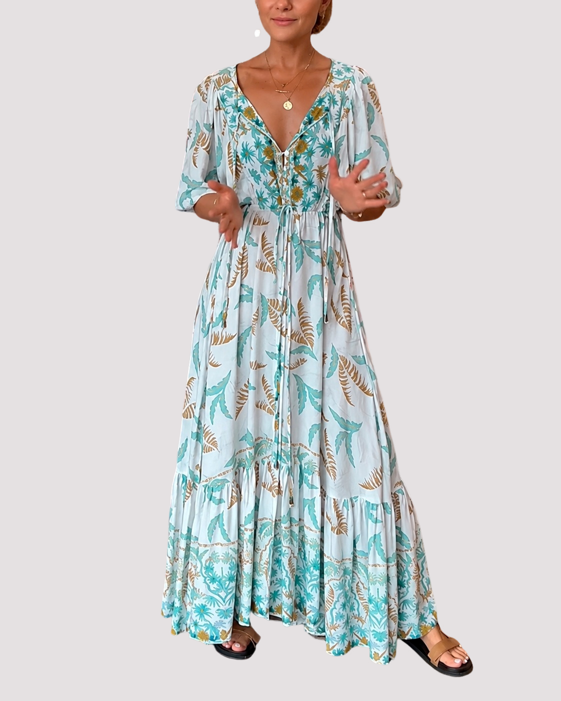 Ashley - Langes Kleid mit Blumenmuster