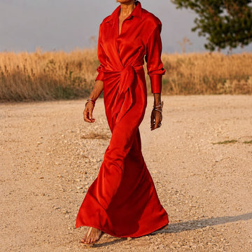 Connie - Langärmliges Maxi-Wickelkleid