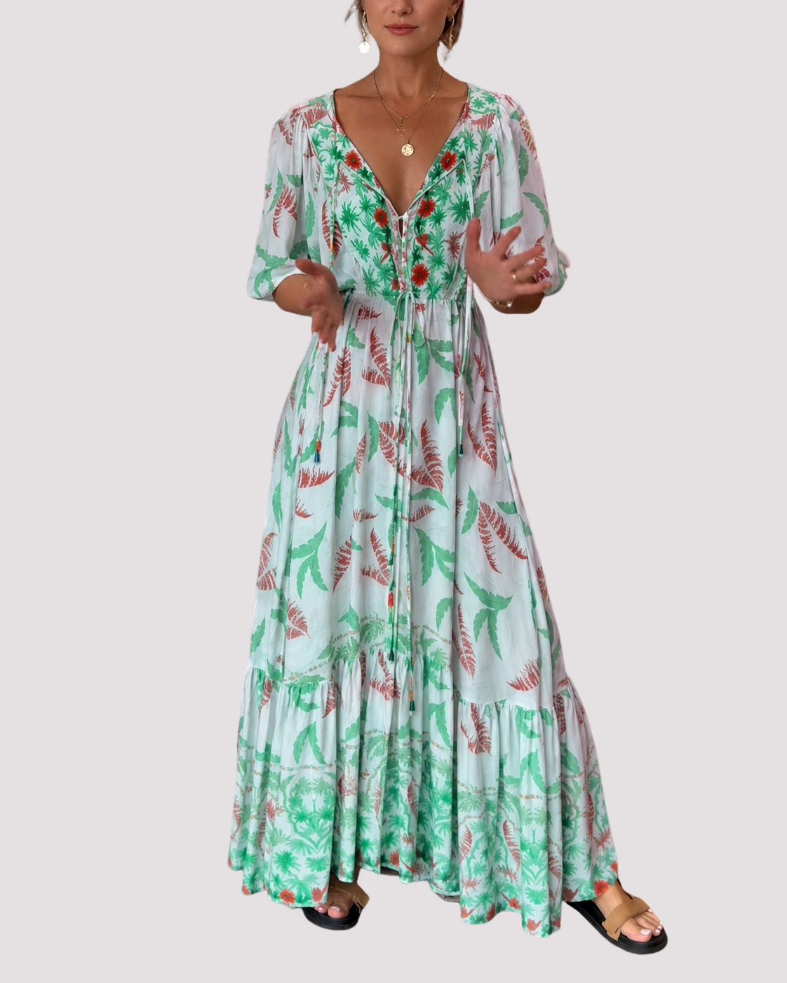 Ashley - Langes Kleid mit Blumenmuster