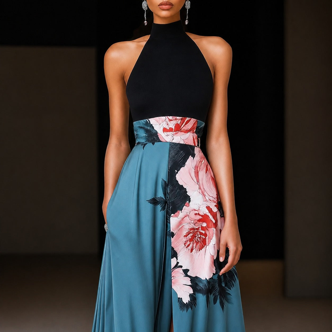 Annie - Ärmelloses florales Maxikleid