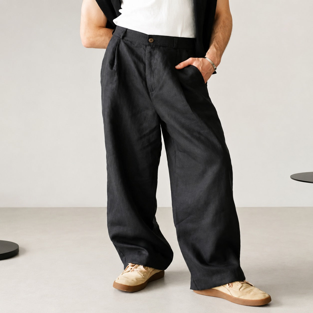 Hashim - Bequeme, weit geschnittene Bundfaltenhose