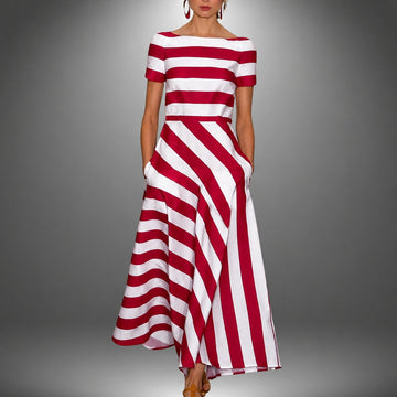 Darcie - Langes Kleid im gestreiften A-Linien-Look