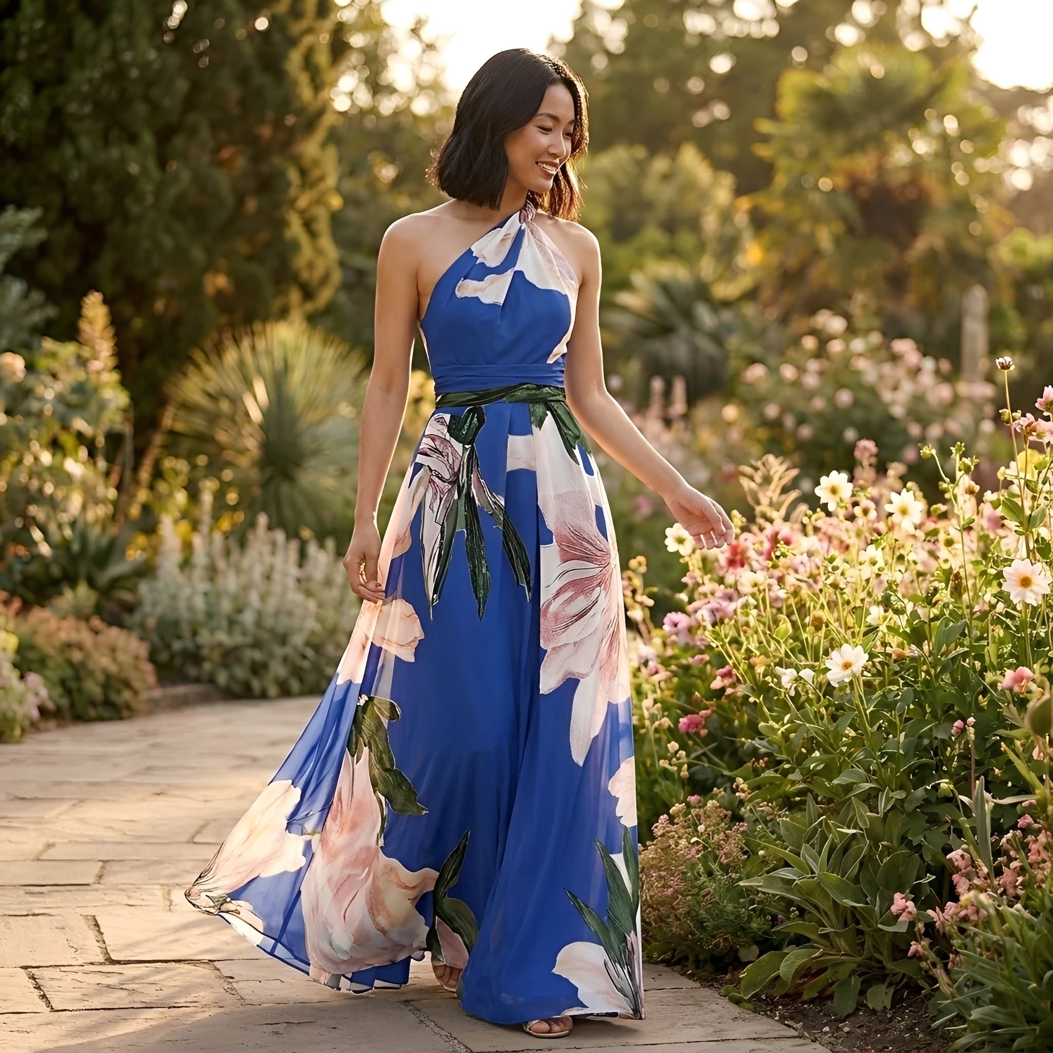 Kirsty - Neckholder-Maxikleid mit Blumenmustern