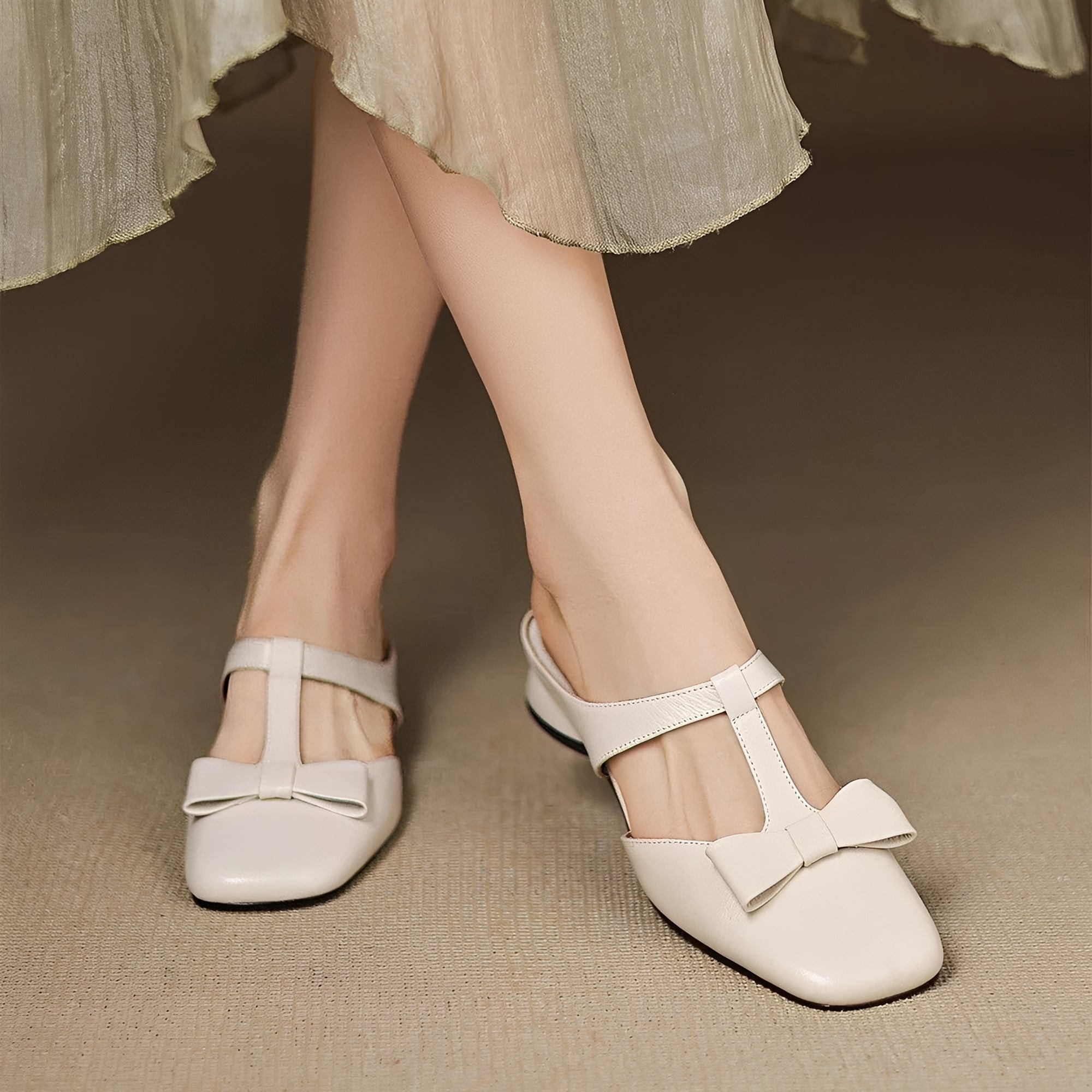 Jean - Stilvolle Mules-Sandalen mit Schleife