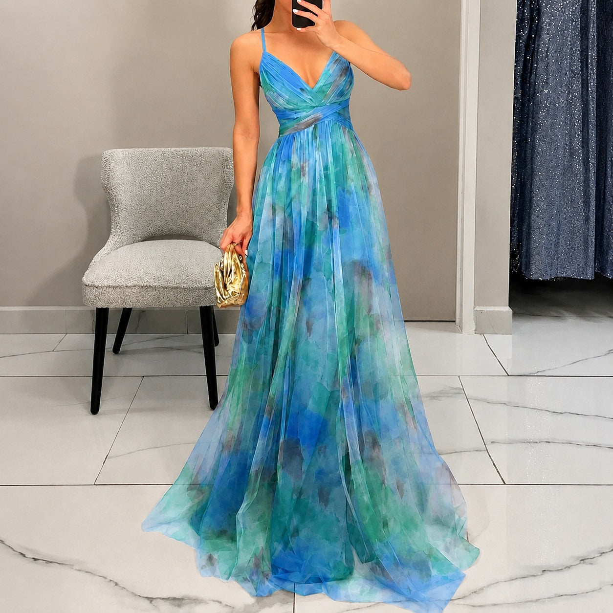 Michelle - Langes Kleid mit Blumendesign