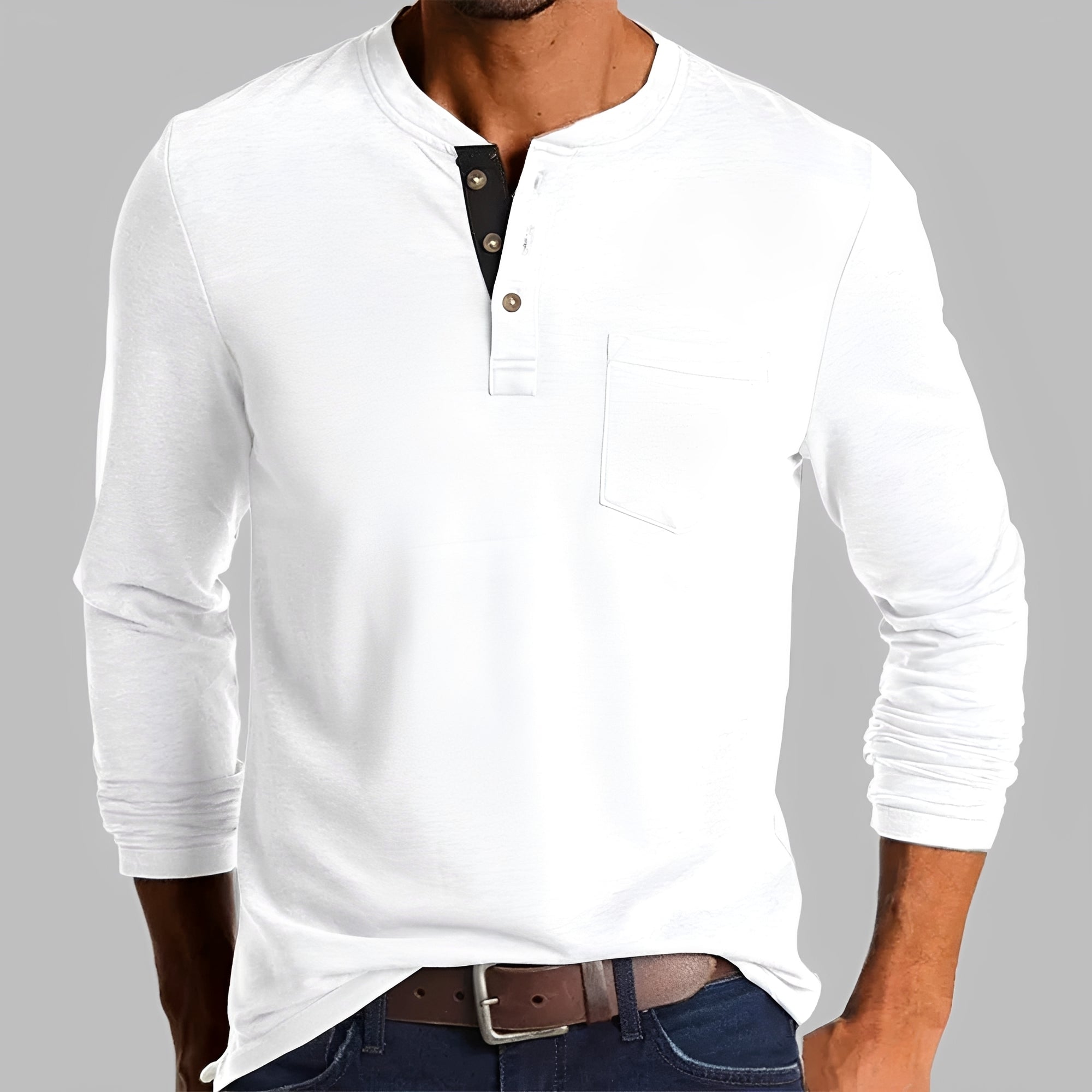 Dalton - Langarm-Henley-Shirt