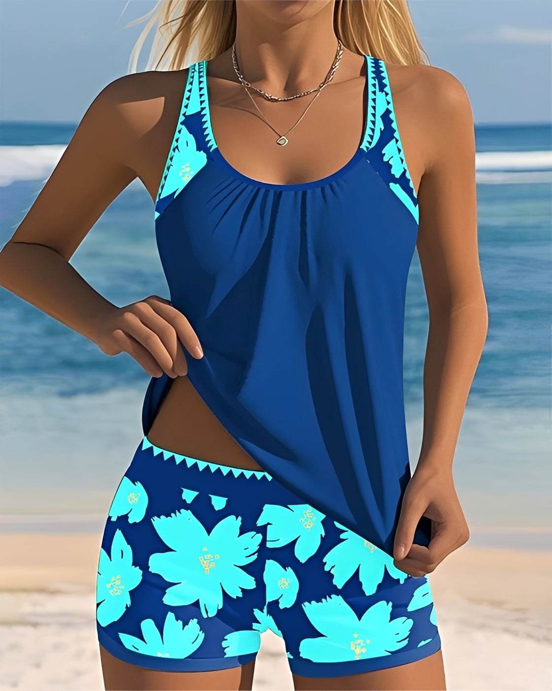 Mila - Tankini mit Blumenmuster und Rundhals