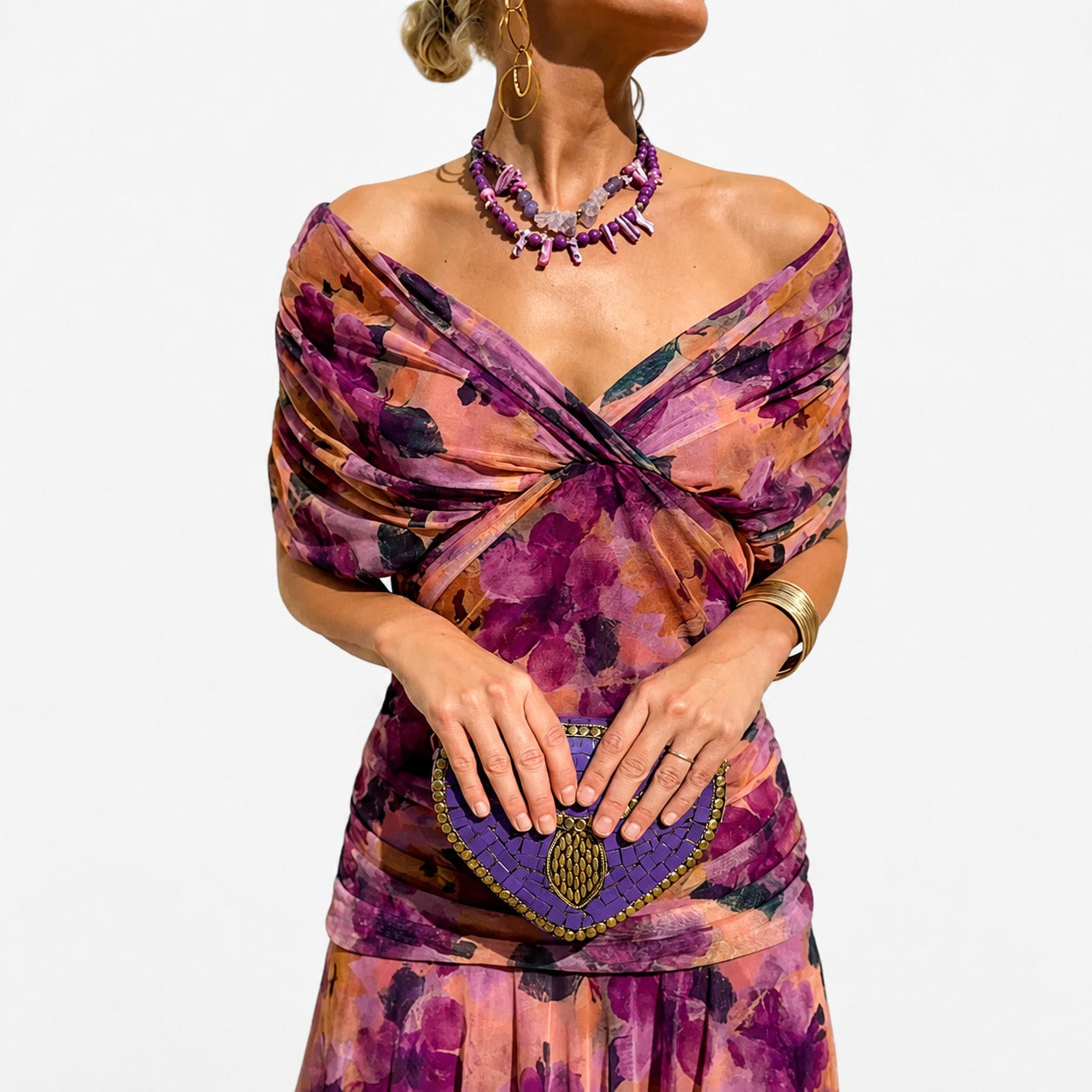 Bernice - Schickes langes Kleid mit Drapierungen