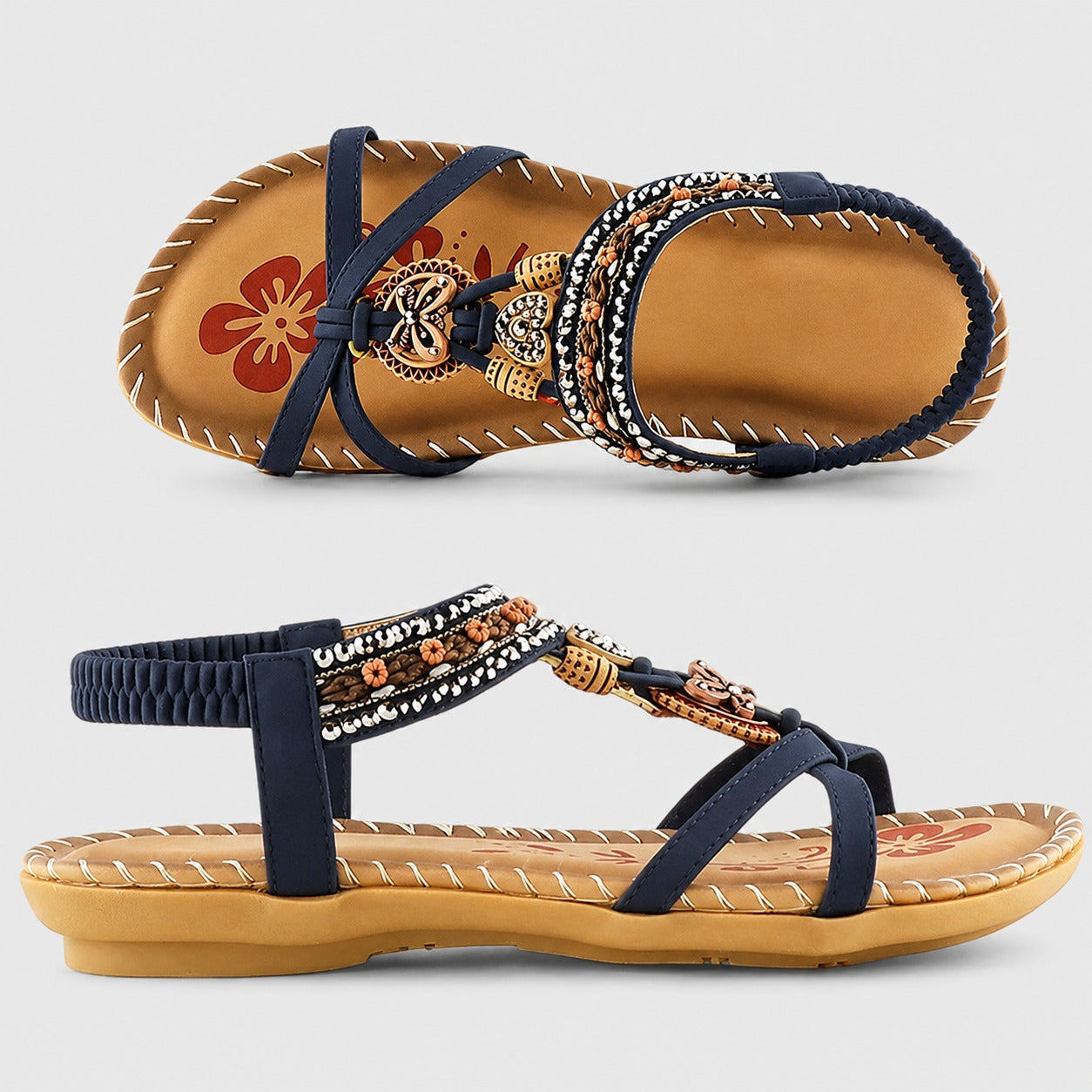 Eleanor - Elegante flache Sandalen mit funkelnden Details