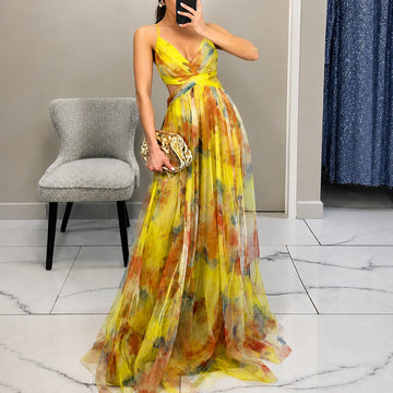 Michelle - Langes Kleid mit Blumendesign