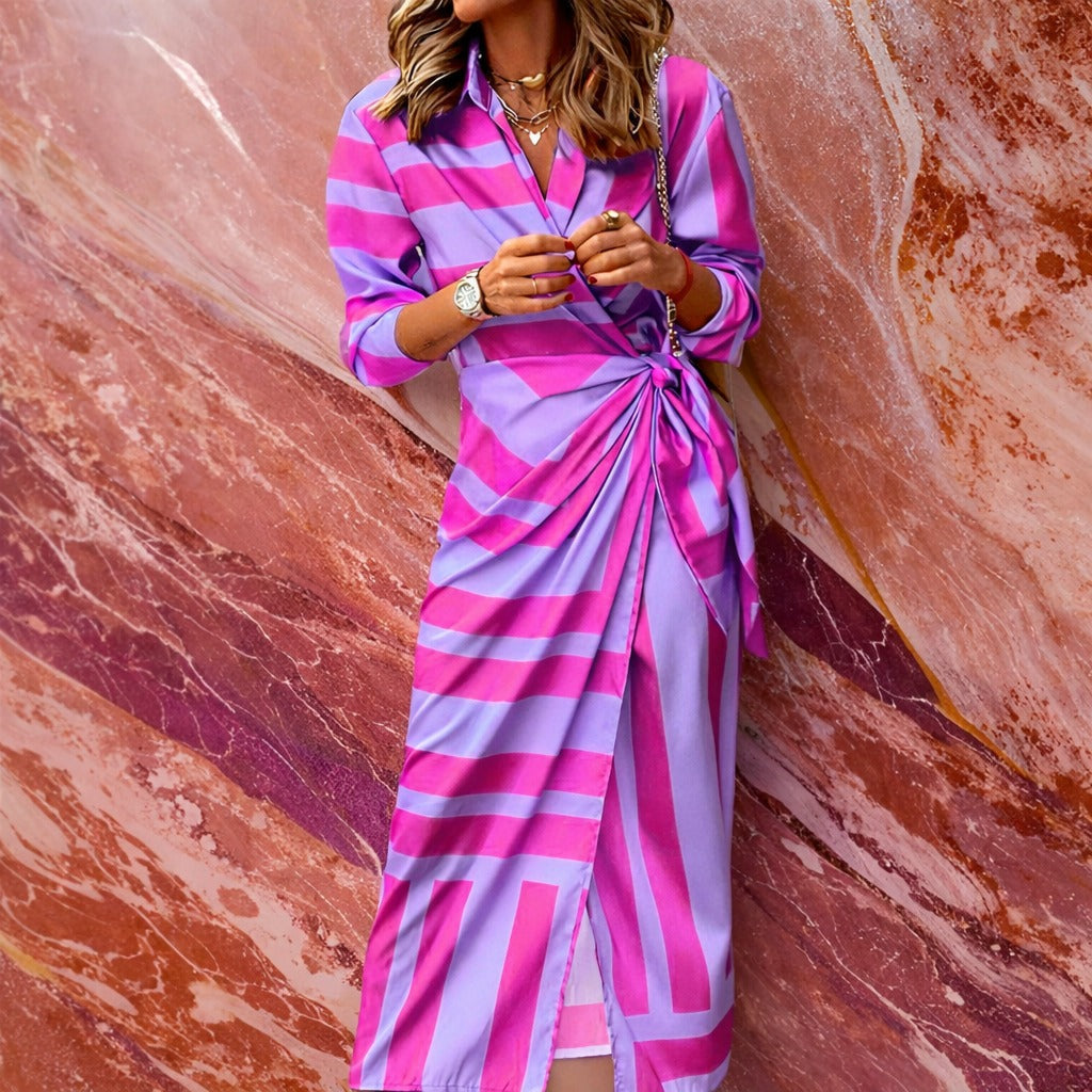 Aliza - Elegantes Wickelkleid mit Streifen