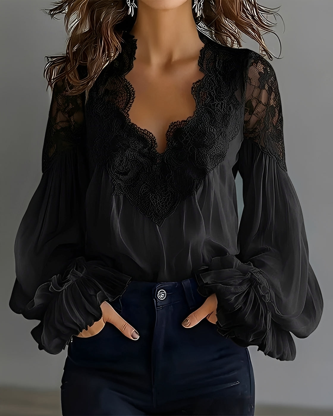 Kim - Moderne Bluse mit V-Ausschnitt
