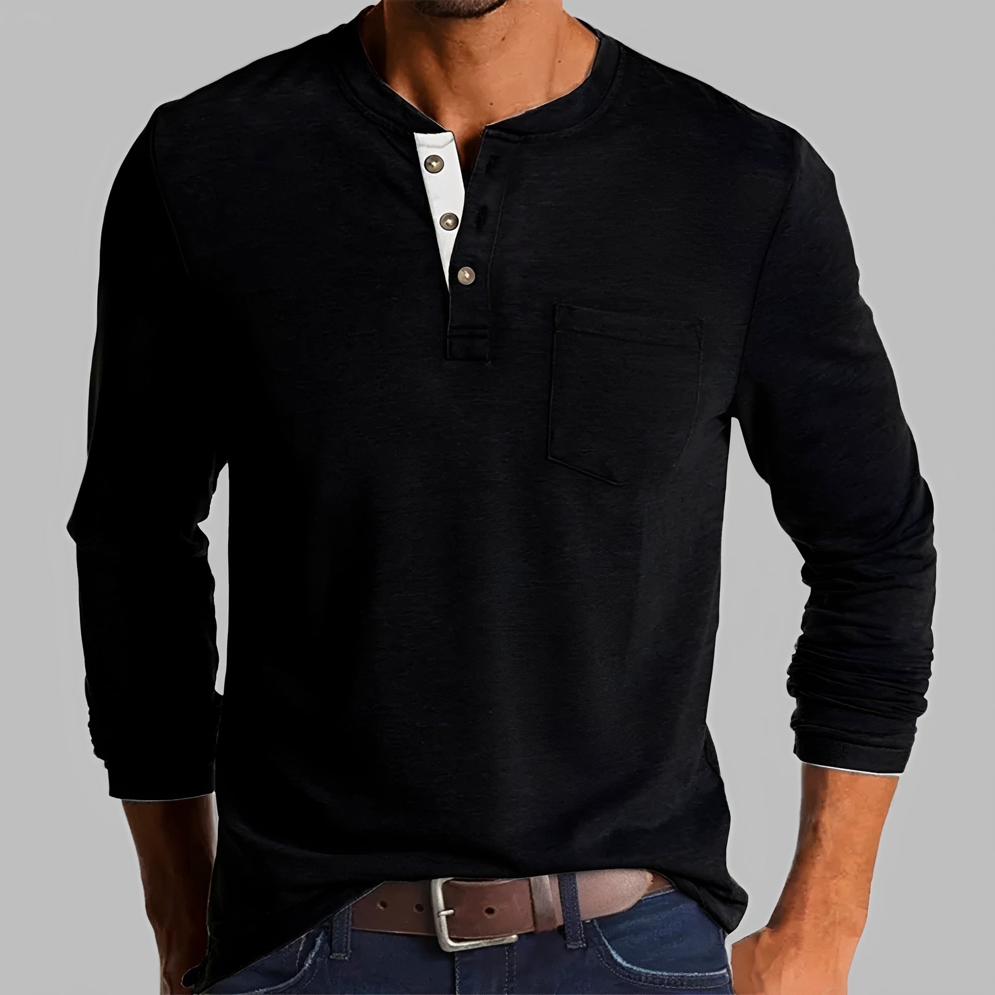 Dalton - Langarm-Henley-Shirt