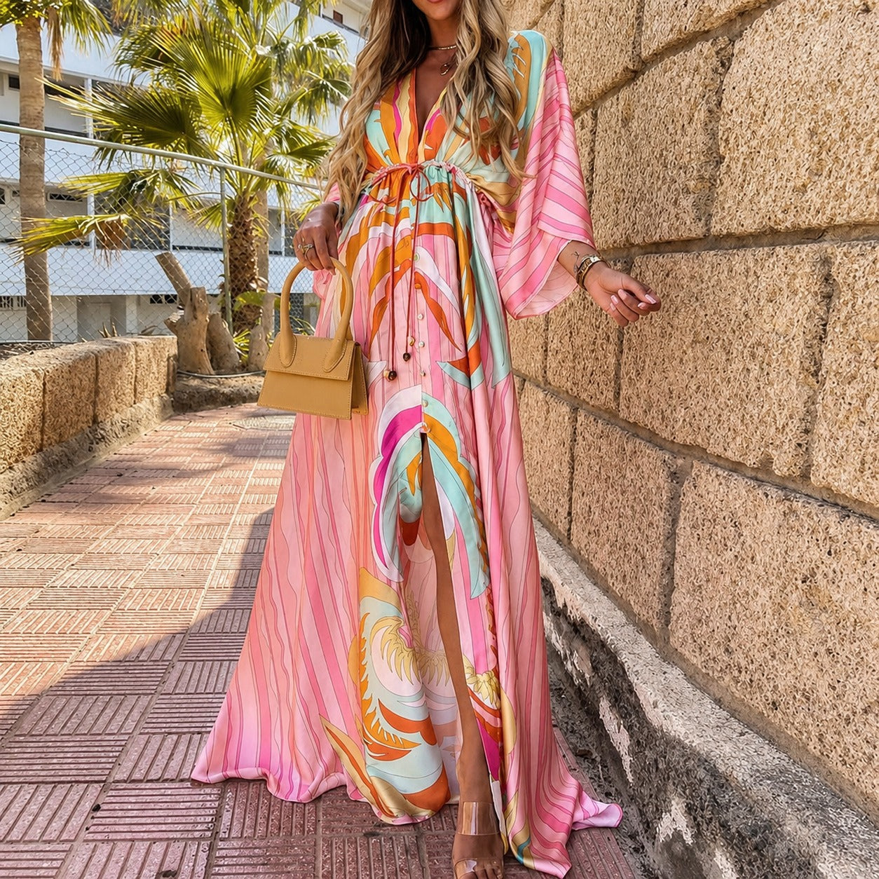 Janice - Elegantes, buntes Maxikleid