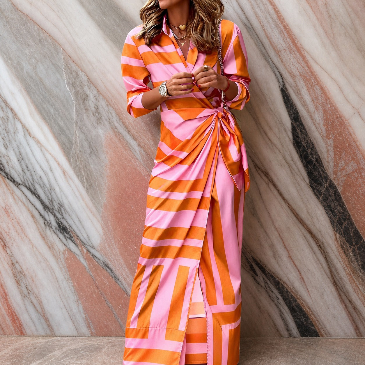 Aliza - Elegantes Wickelkleid mit Streifen