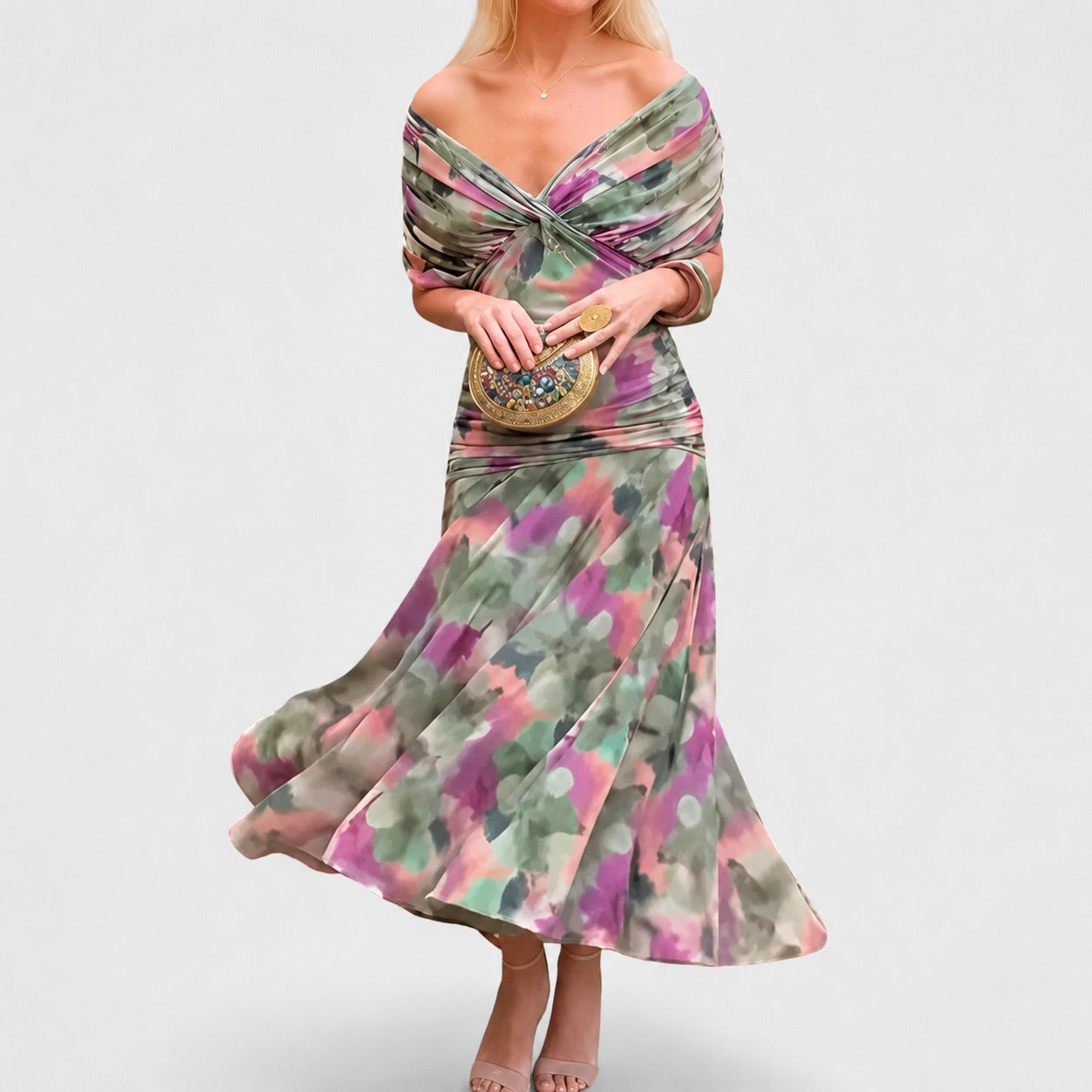 Bernice - Schickes langes Kleid mit Drapierungen