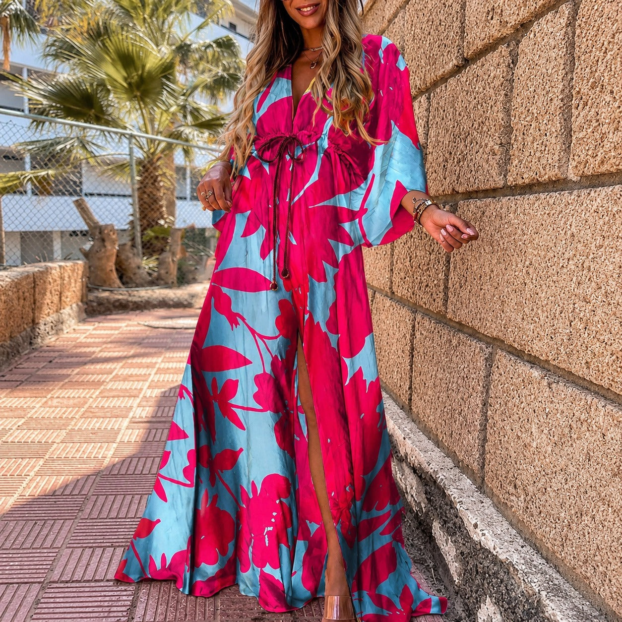 Janice - Elegantes, buntes Maxikleid