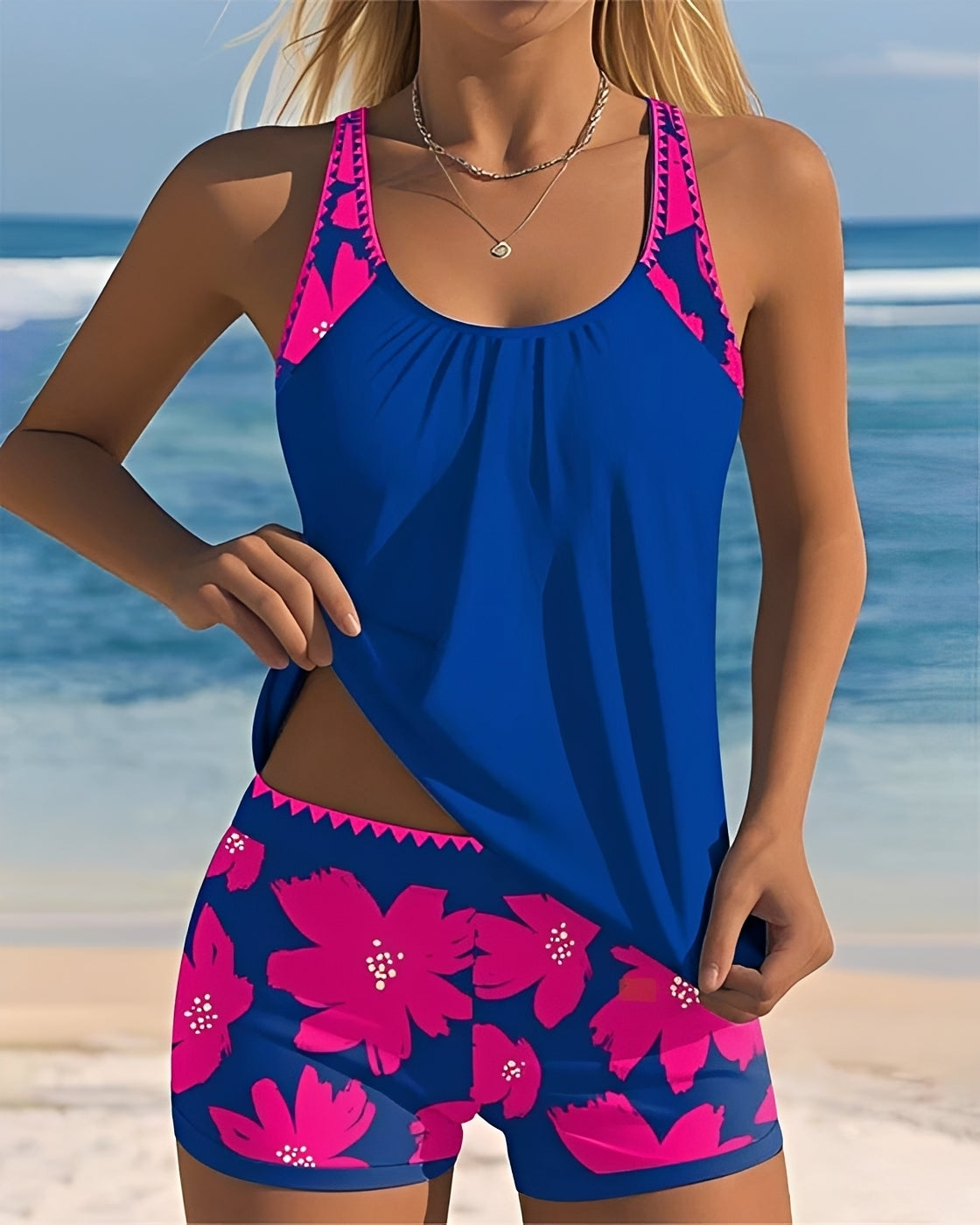 Mila - Tankini mit Blumenmuster und Rundhals