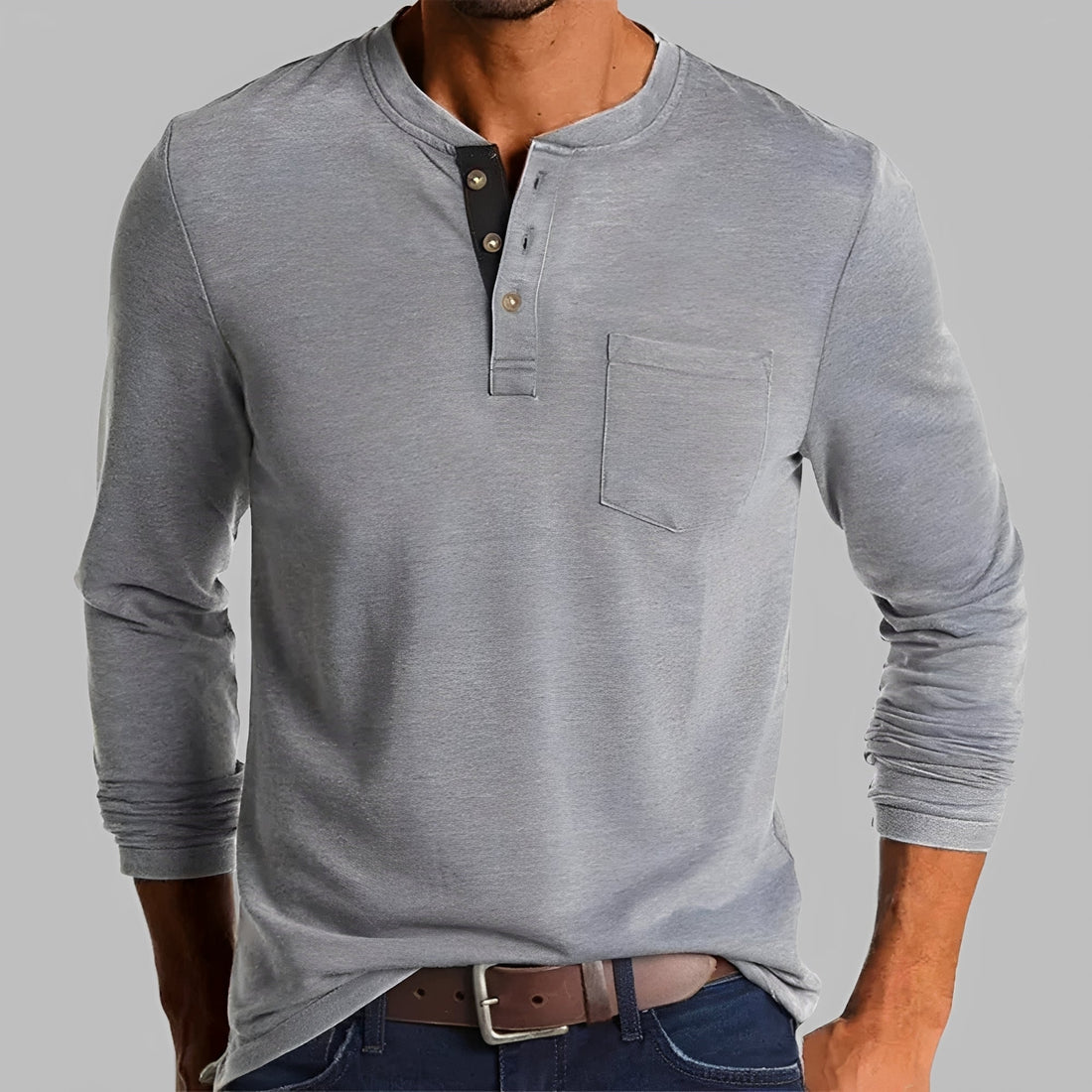 Dalton - Langarm-Henley-Shirt