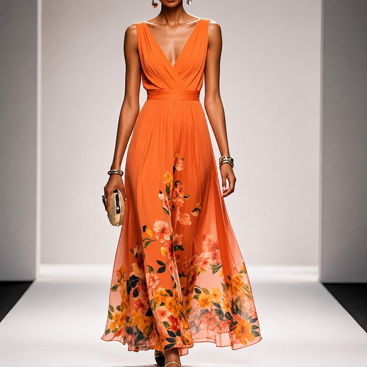 Tanisha - Maxi-Kleid mit Blumendruck