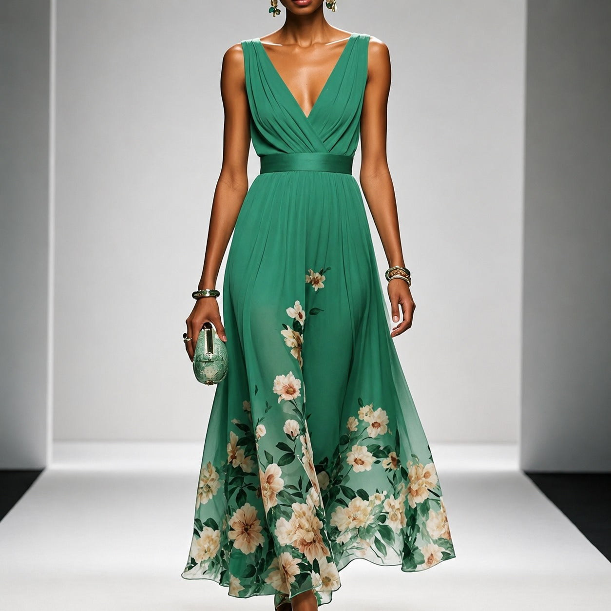 Tanisha - Maxi-Kleid mit Blumendruck