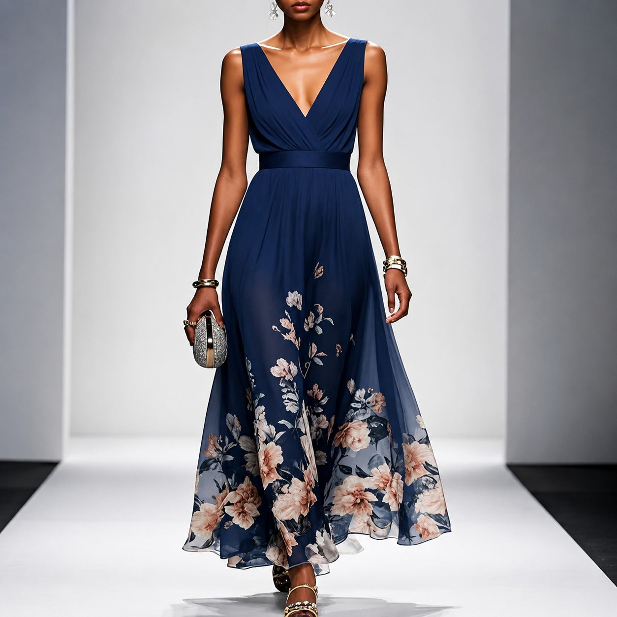 Tanisha - Maxi-Kleid mit Blumendruck