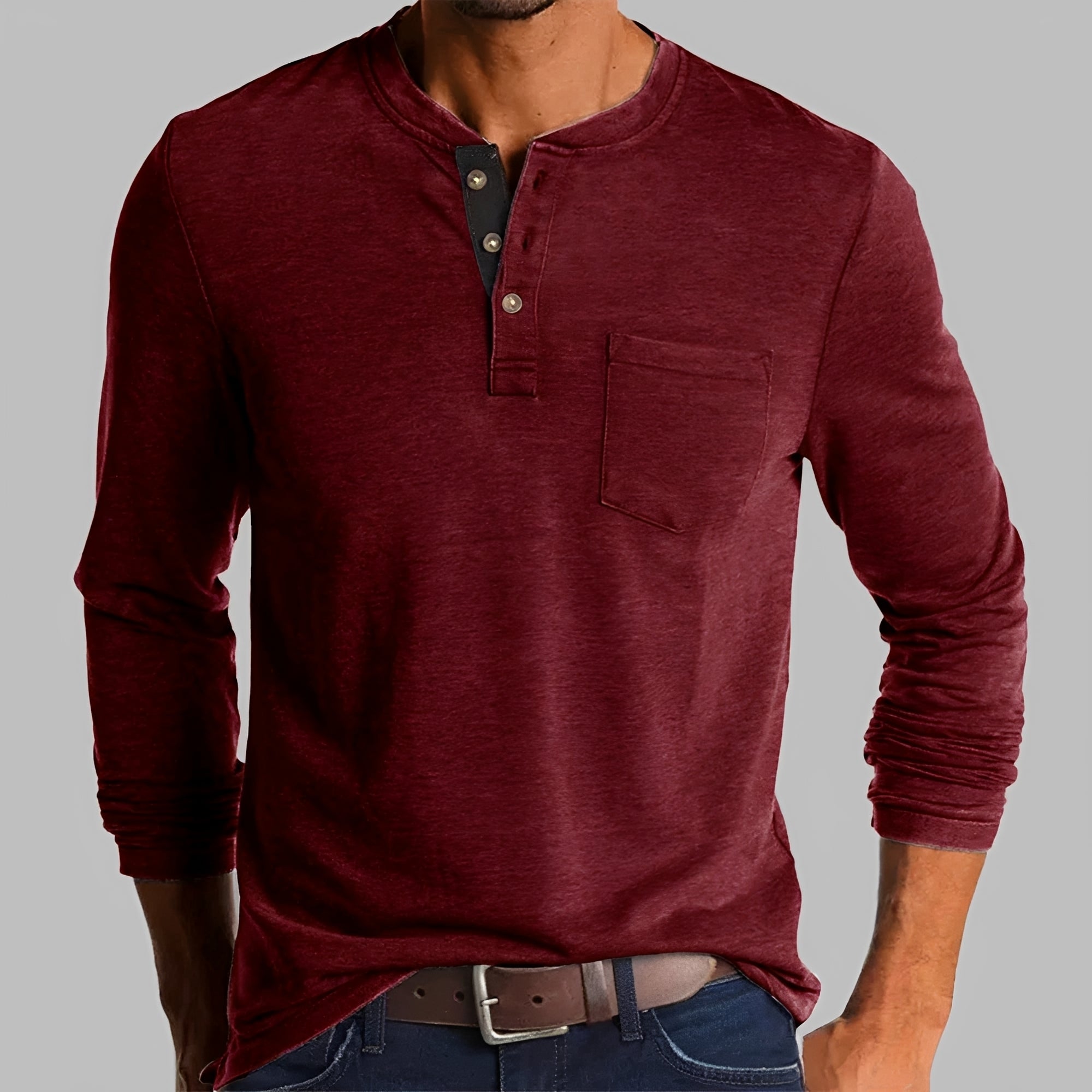 Dalton - Langarm-Henley-Shirt